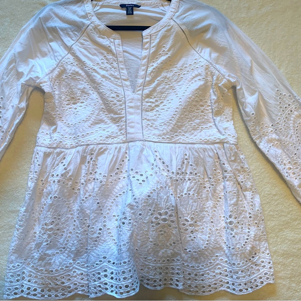 Hatley Hope White Eyelet Tunic / Blouse - 100% Organic Cotton - Picture 6 of 10